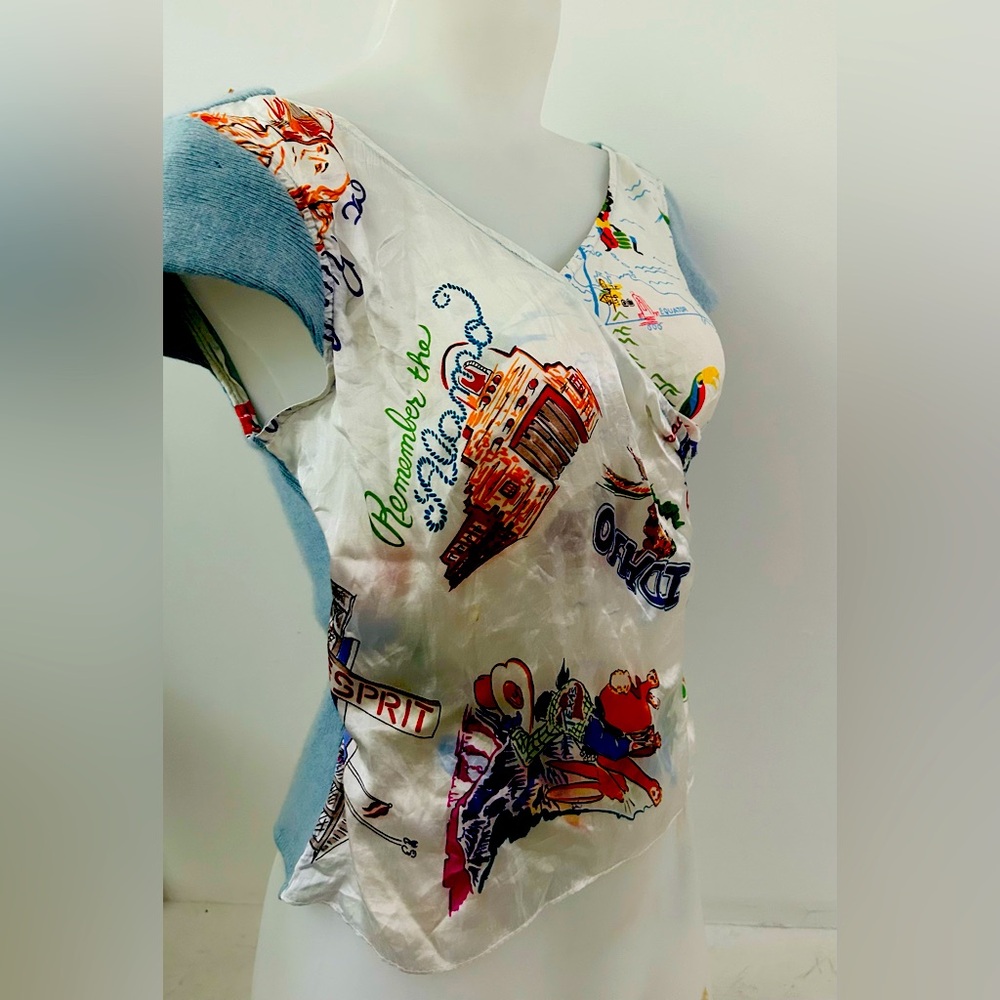 Beautiful hybrid top. mix top by Fils using vintage cashmere and scarves.medium